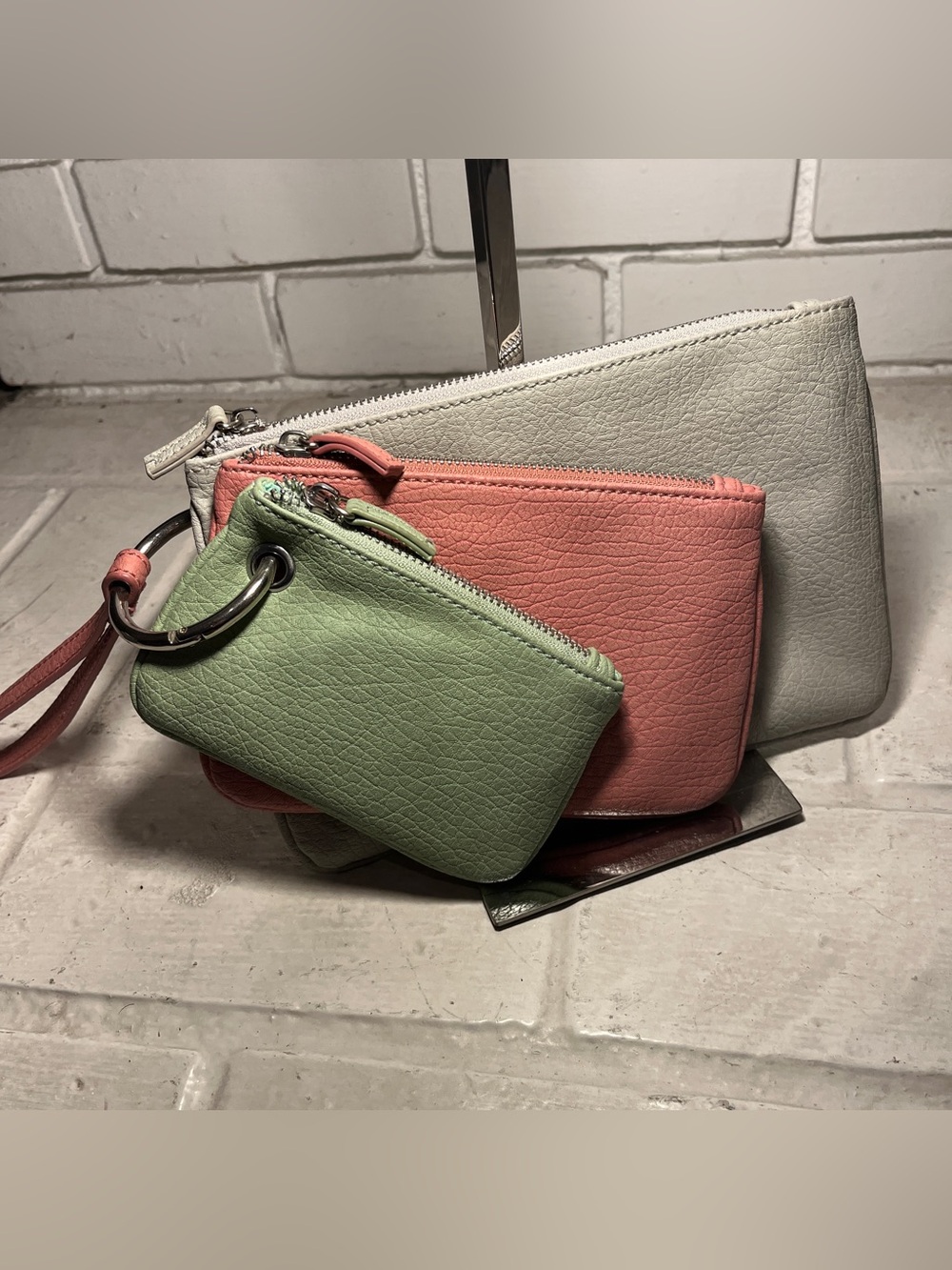 Free People 3-in-1 Leather Nesting Wristlet Pouch Set - Colorblock
